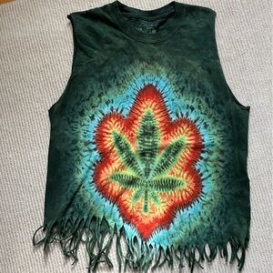 Sleeveless 100% cotton cannabis t-shirt